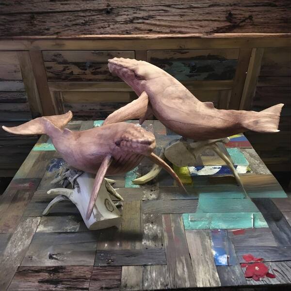 Wood Whale Sculptures